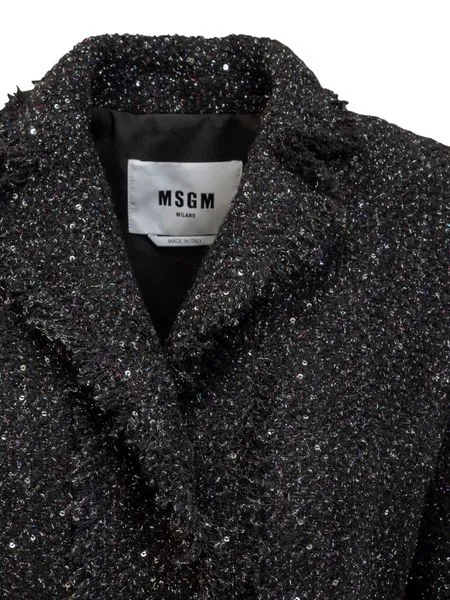 Long-Sleeved Single-Breasted Bouclé Blazer