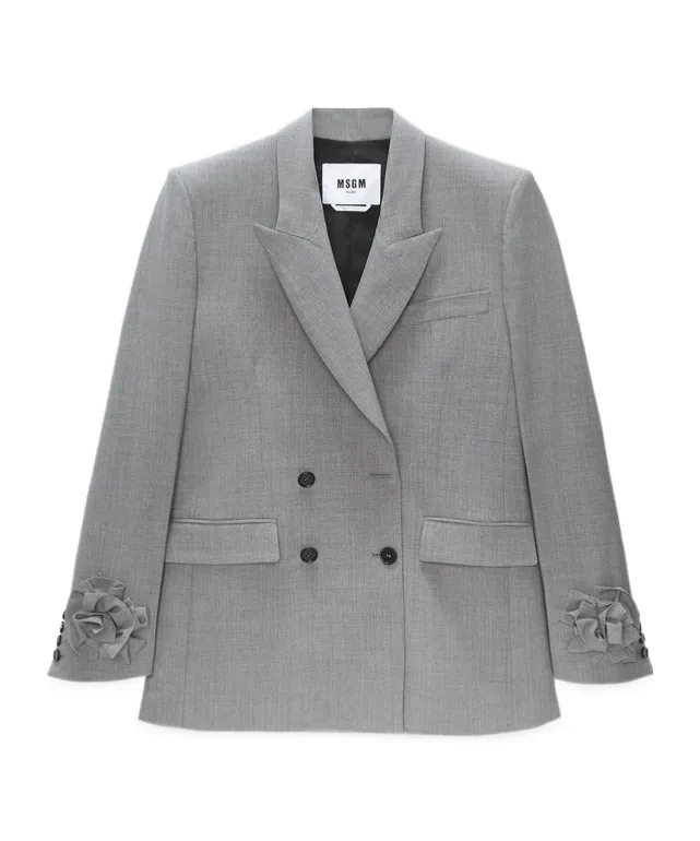 Floral-Appliqué Logo Patch Blazer
