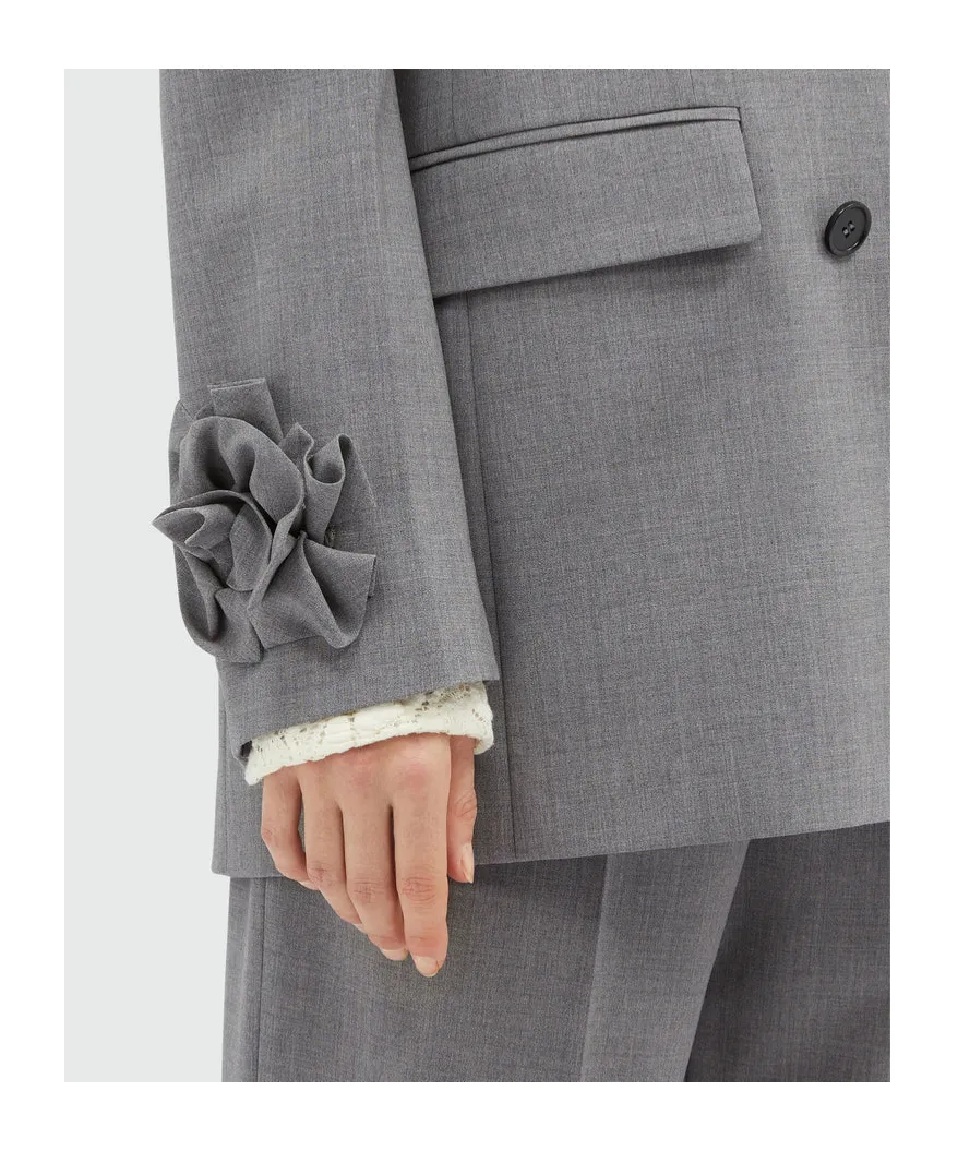 Floral-Appliqué Logo Patch Blazer