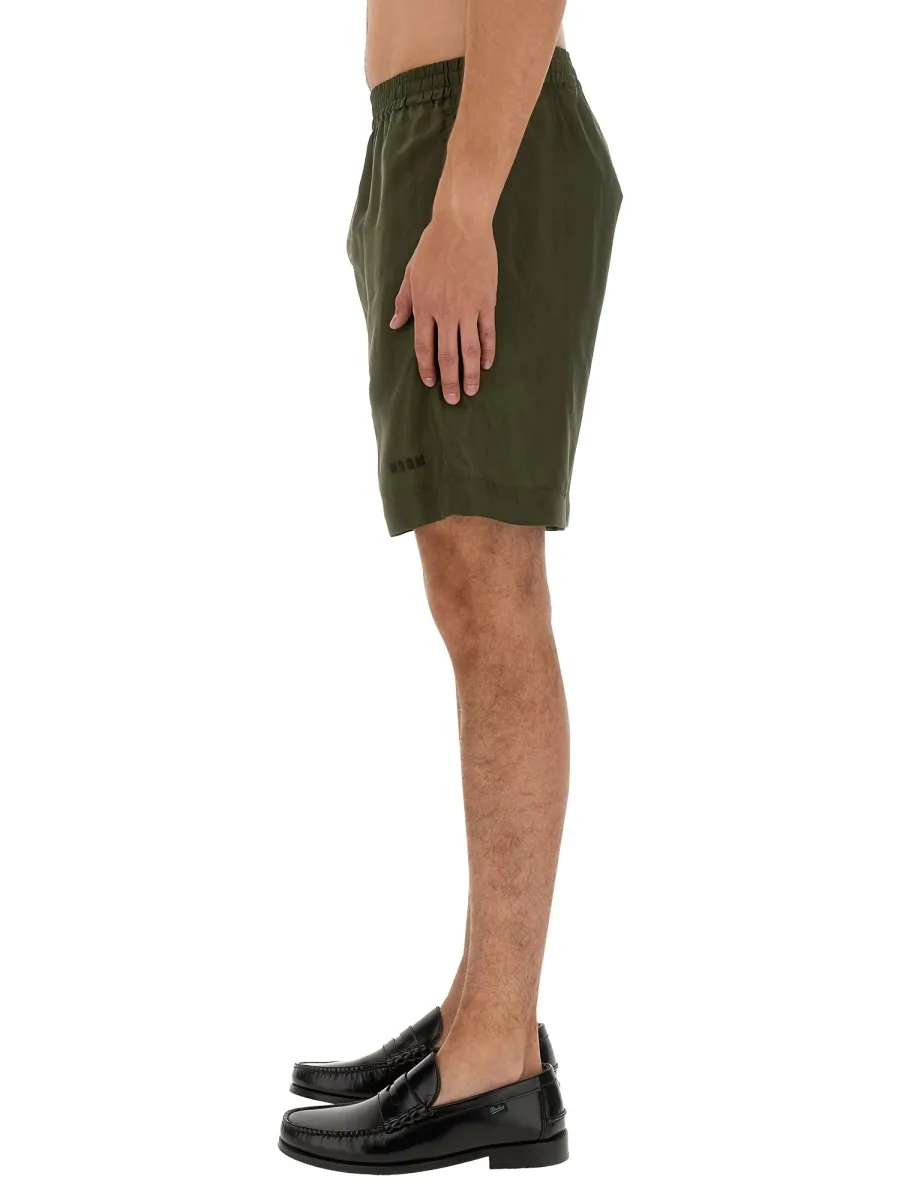 Logo Embroidered Thigh-Length Shorts