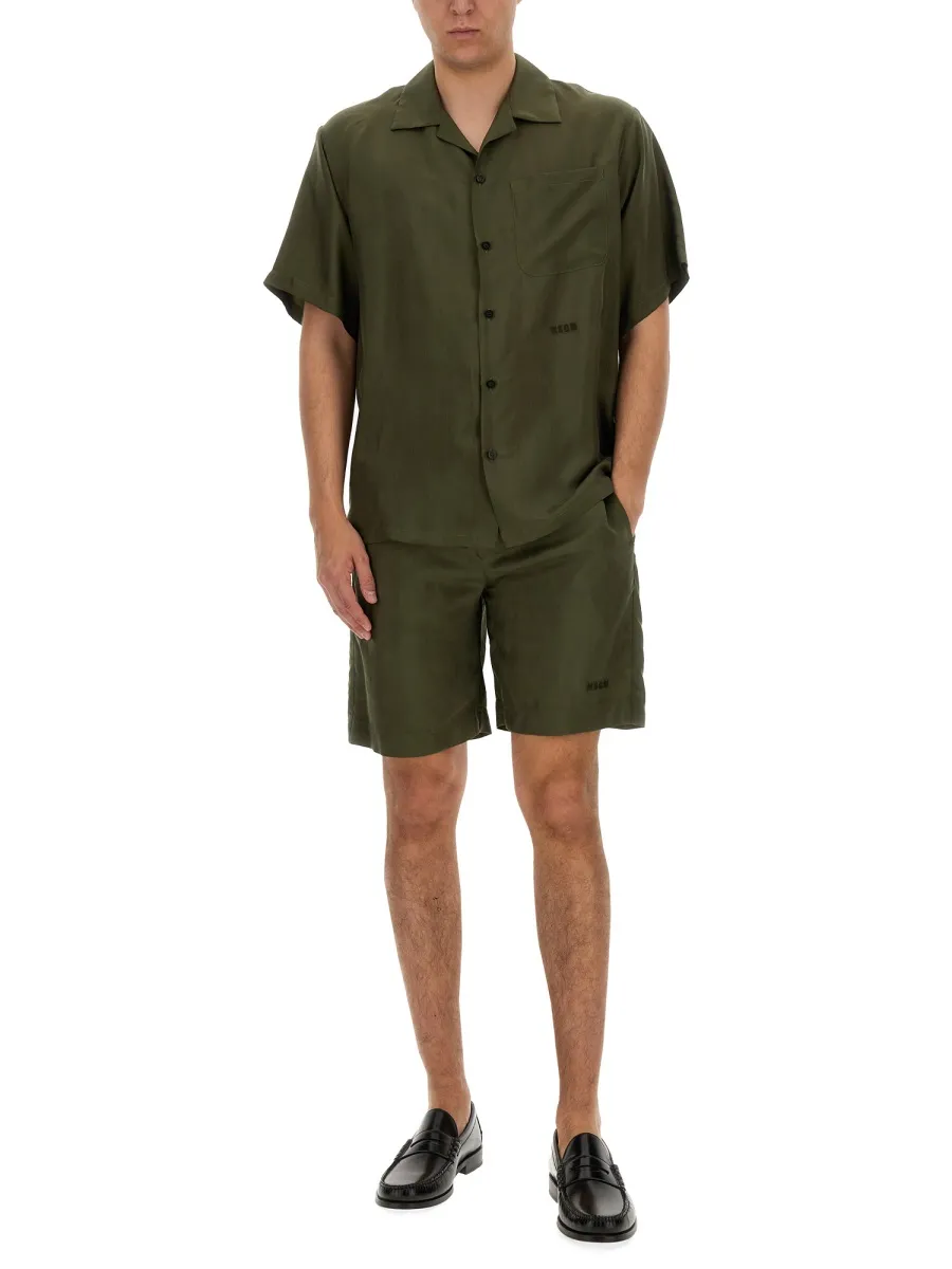 Logo Embroidered Thigh-Length Shorts