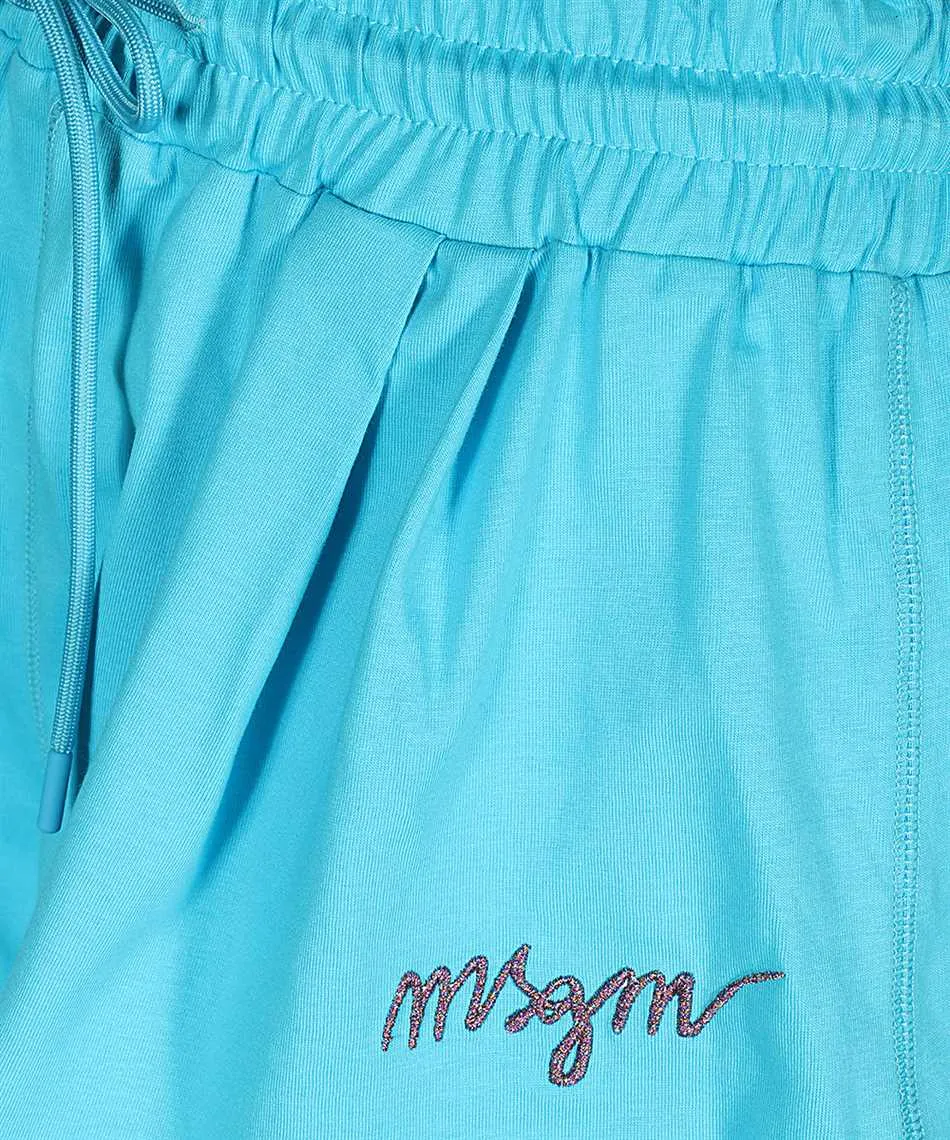 Elasticated-Waistband Embroidered-Logo Shorts