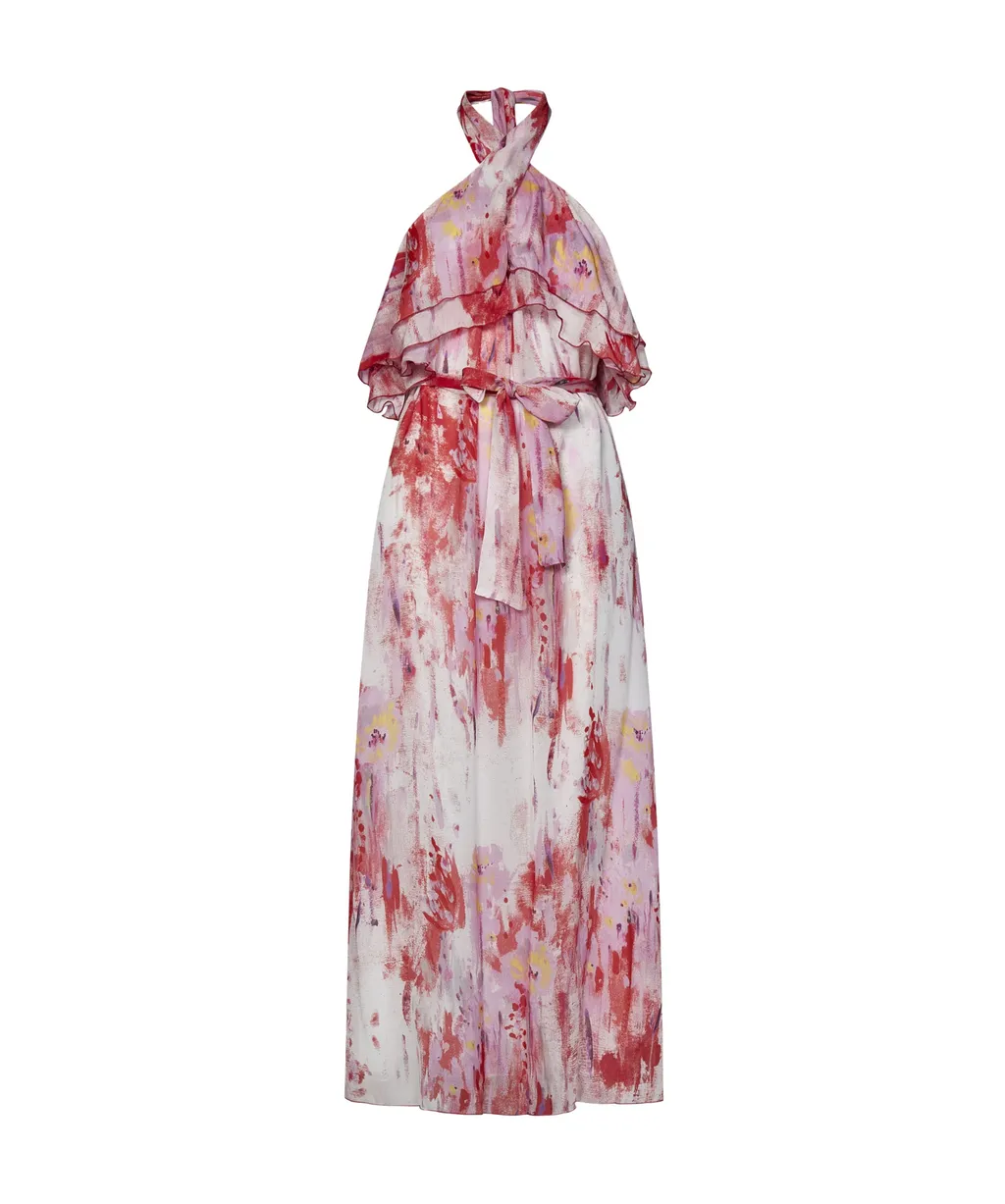 Floral Printed Halterneck Midi Dress