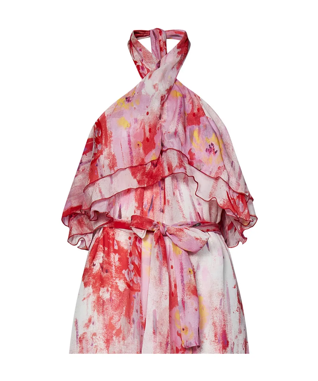 Floral Printed Halterneck Midi Dress