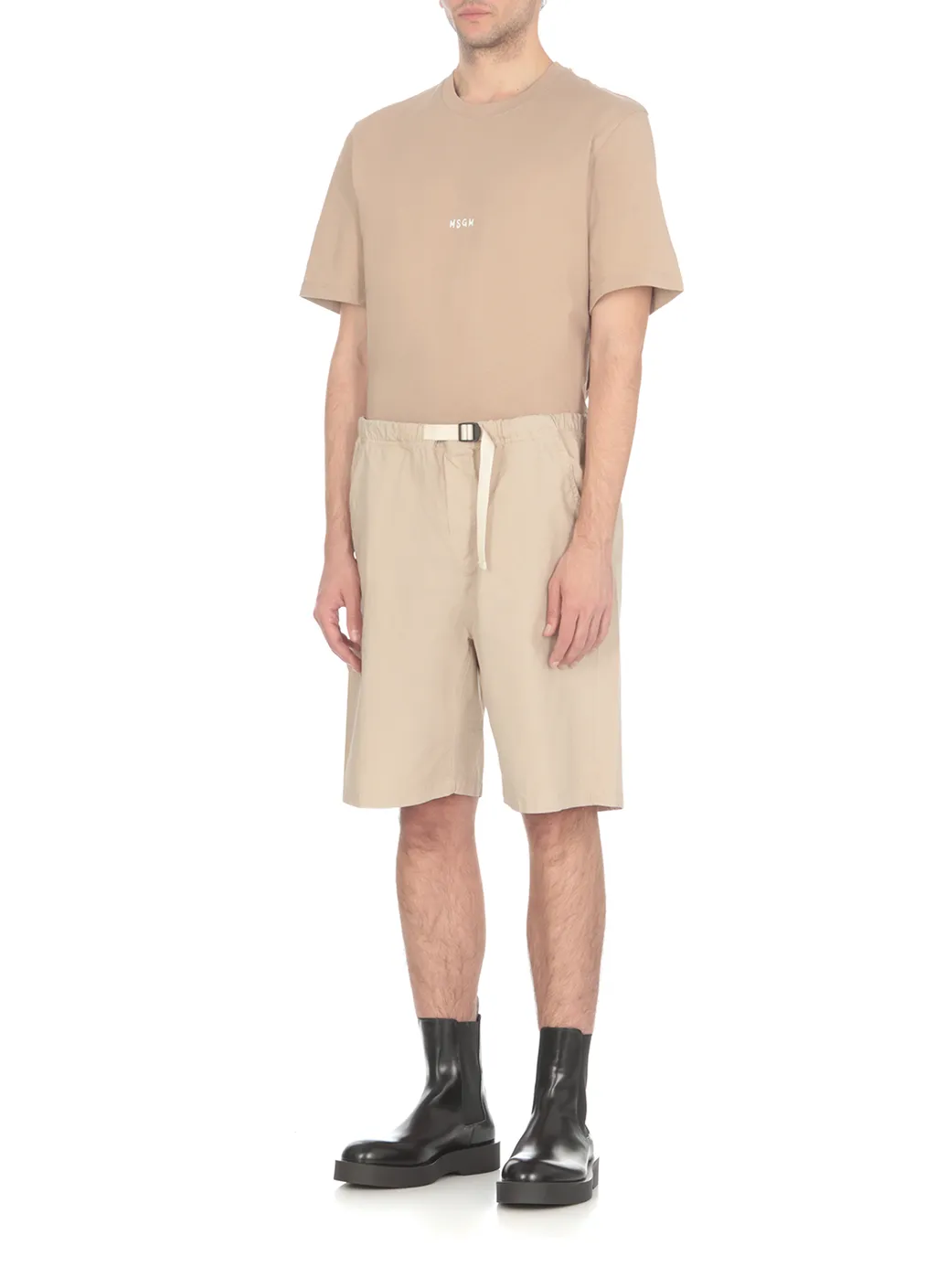 Buckle-Strap Fastened Thigh-Length Shorts
