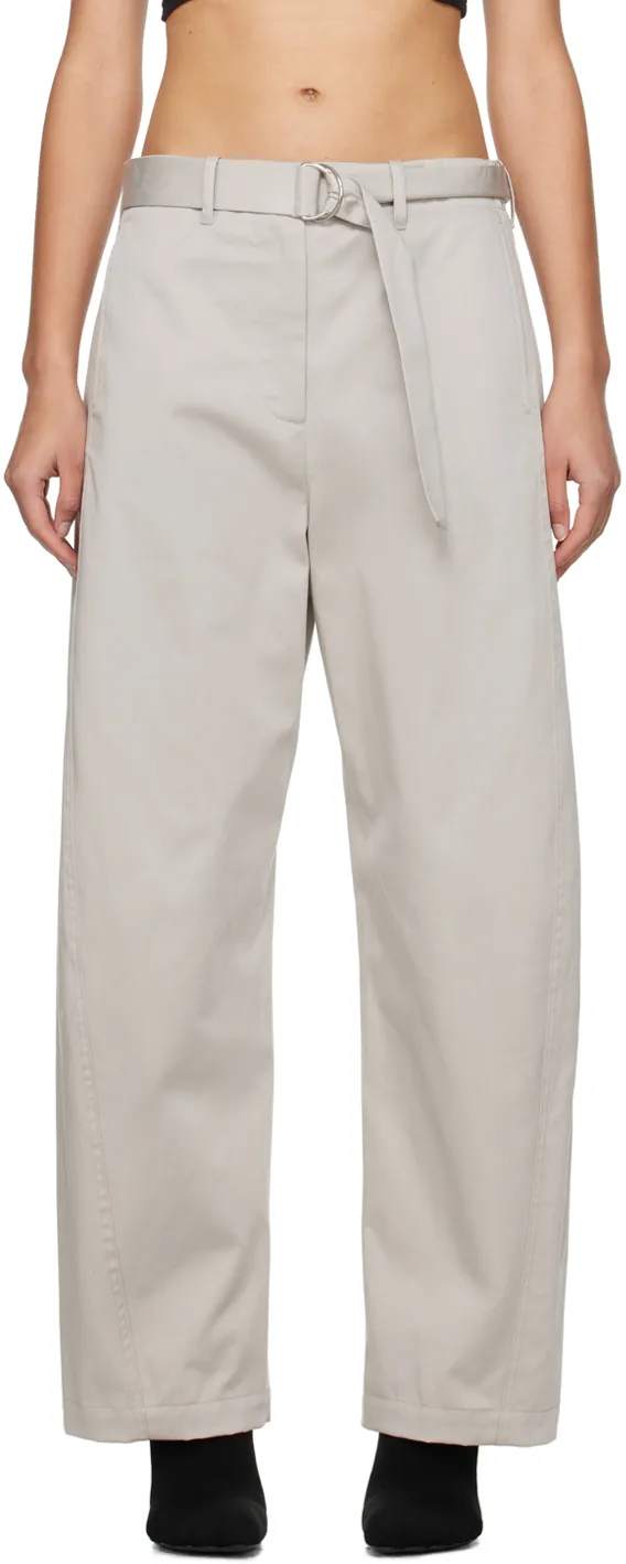 High-Waist Wide-Leg Belted Twill Trousers