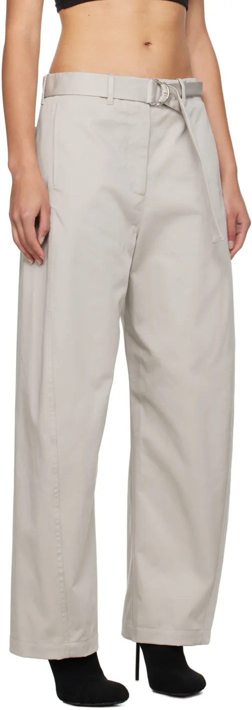 High-Waist Wide-Leg Belted Twill Trousers