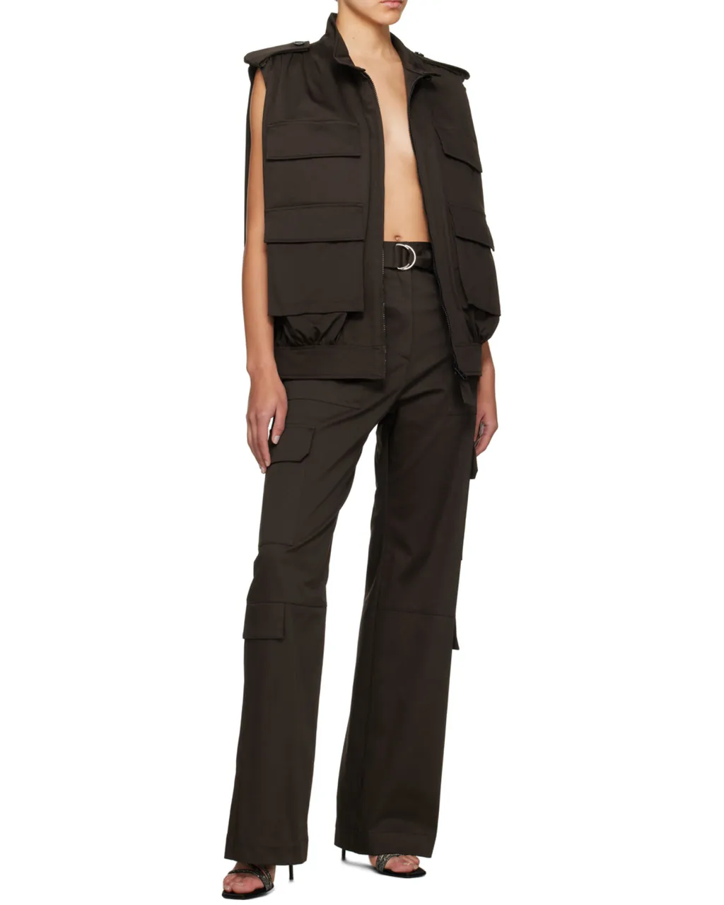 High-Waist Straight-Leg Cargo Trousers