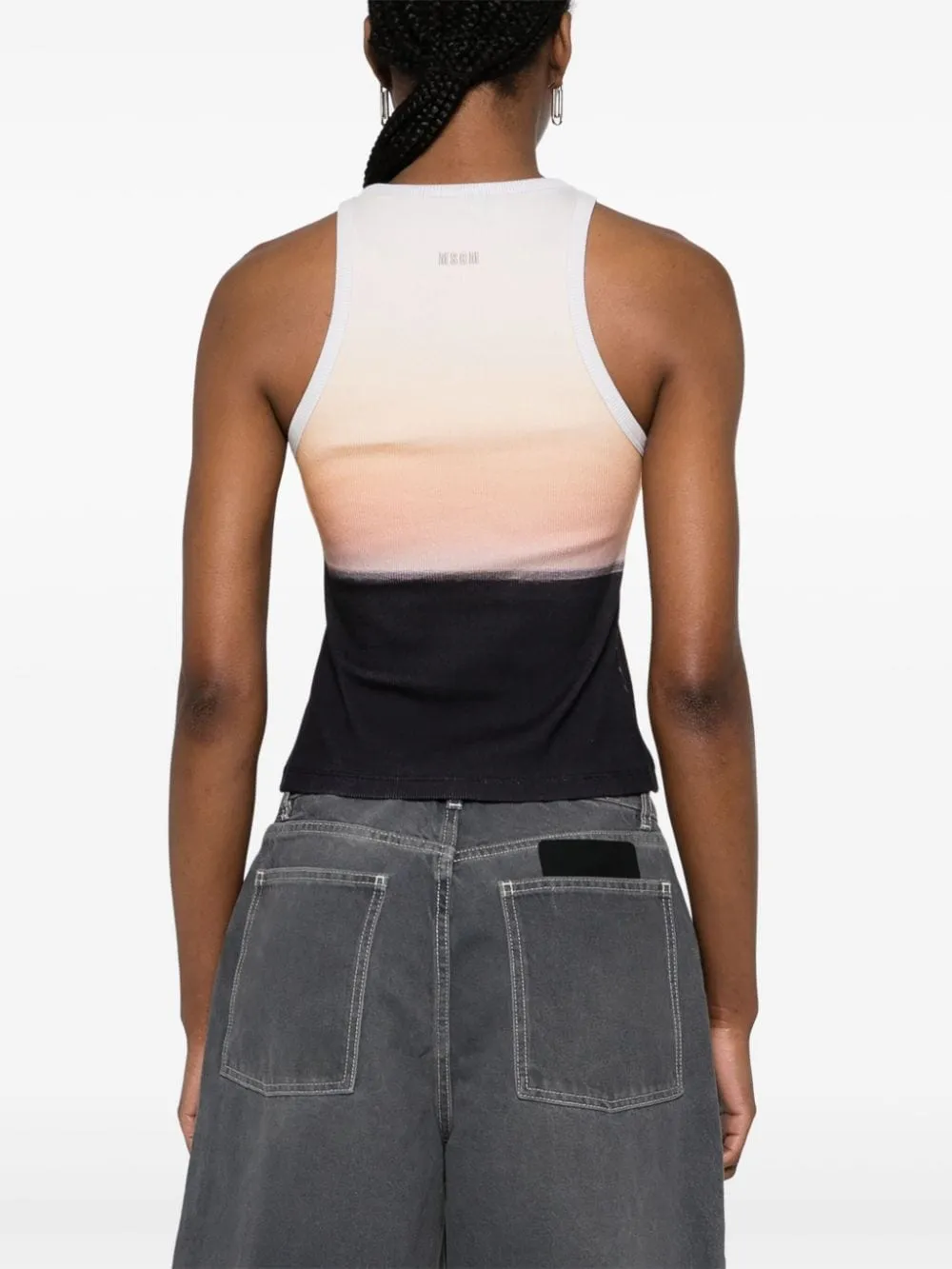 Sunset Motif Ribbed Knit Top