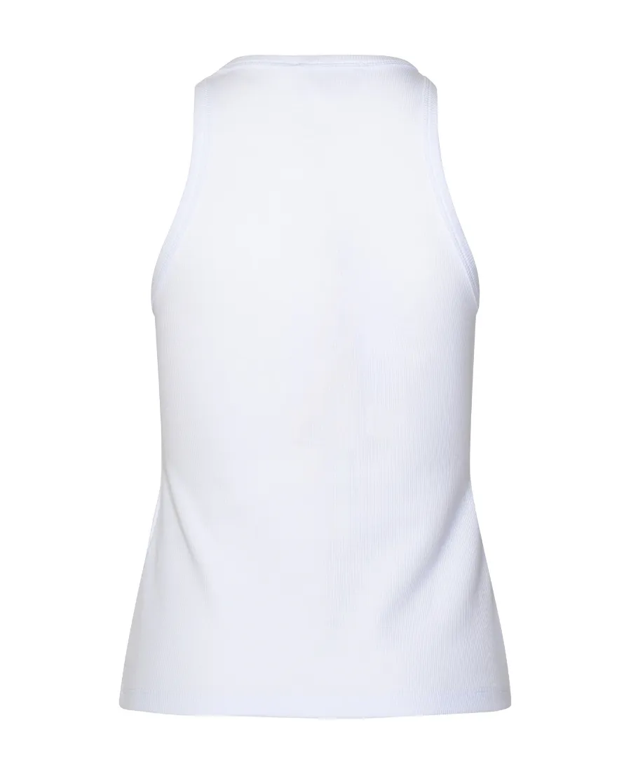 Logo Embroidered Sleeveless Ribbed Tank Top