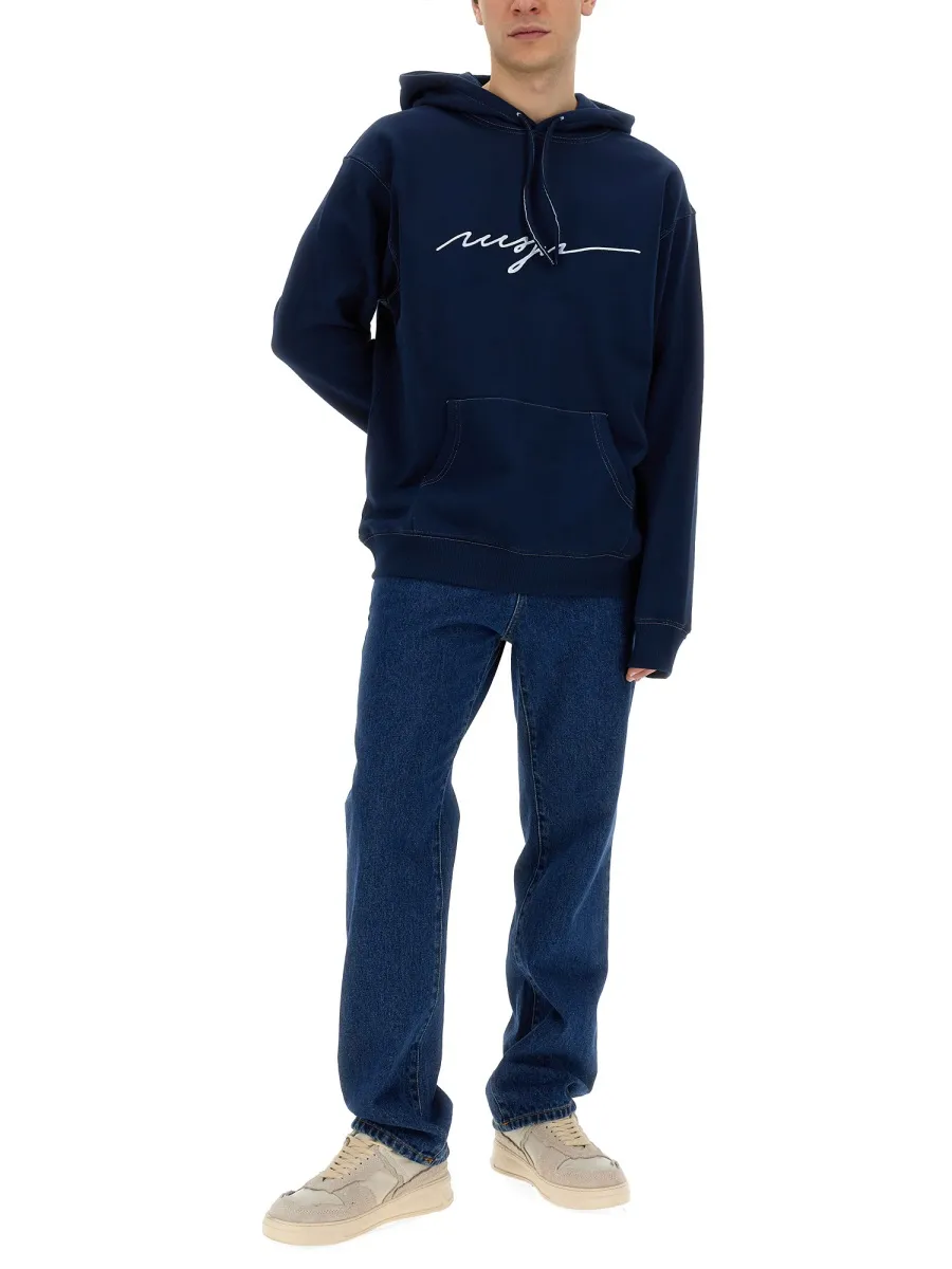 Logo Embroidered Drawstring Hoodie