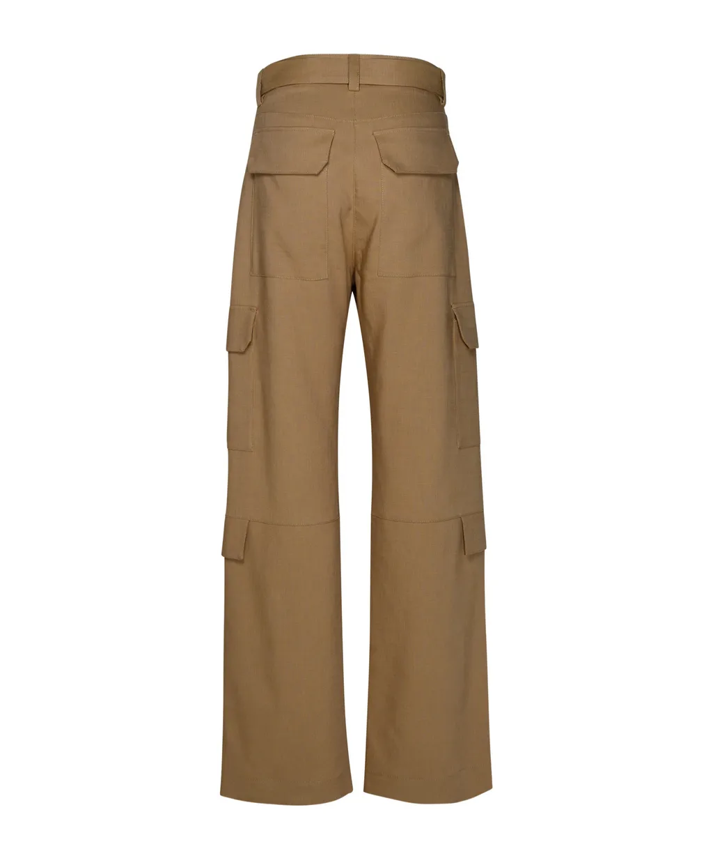 Belted High-Waist Palazzo Cargo Pants