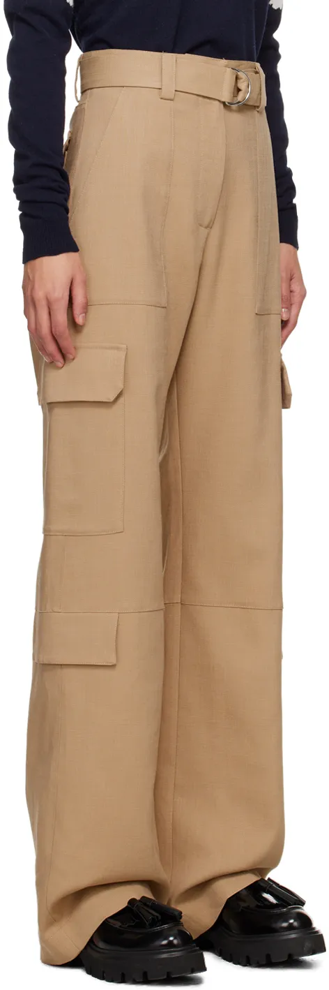 Belted High-Waist Palazzo Cargo Pants