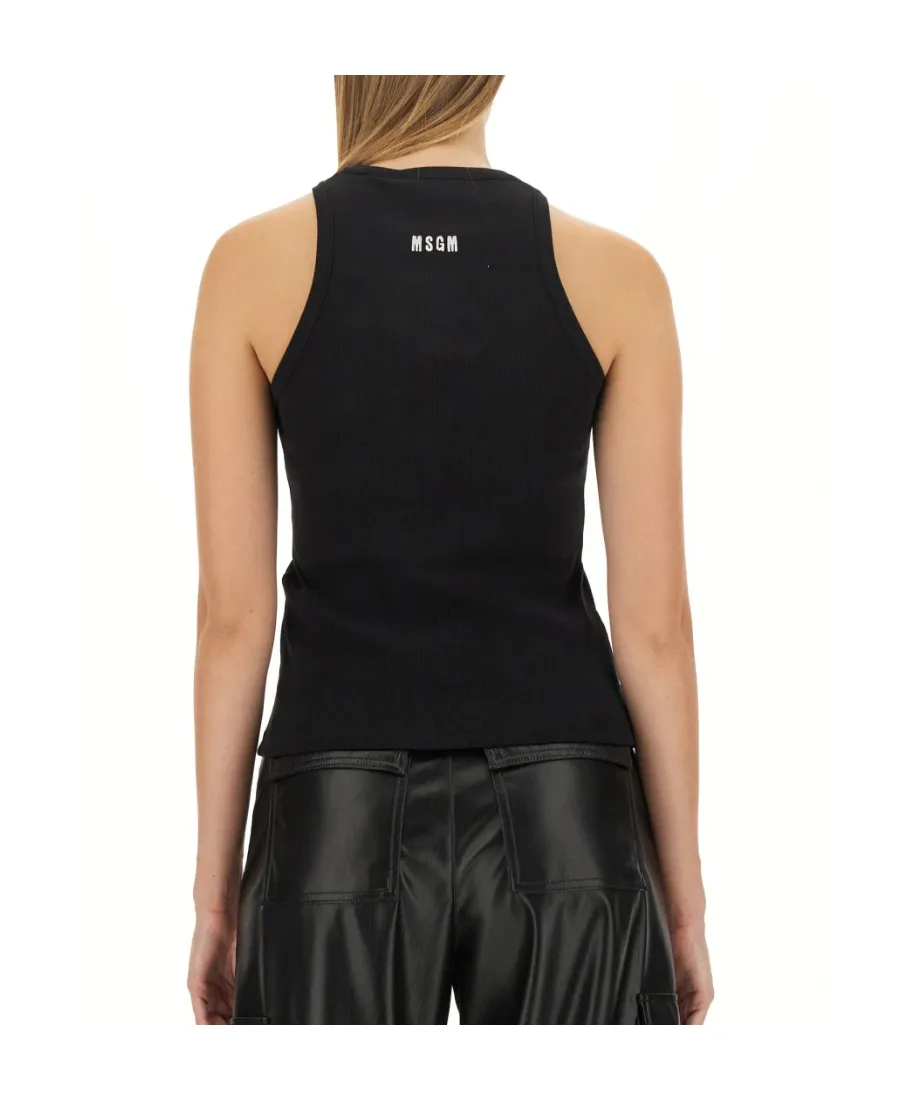 Heart Embellished Ribbed Tank Top