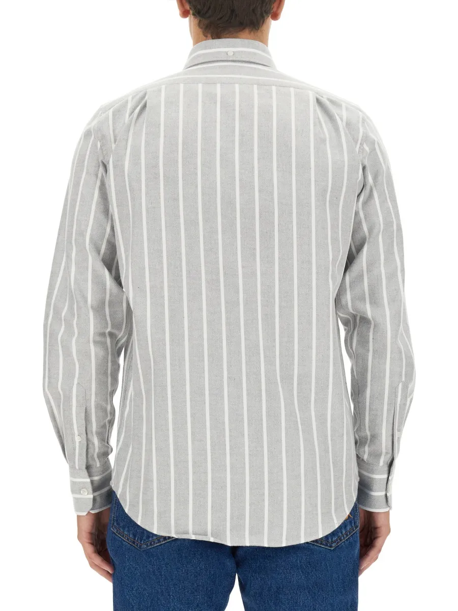 Logo Patch Striped Buttoned Shirt