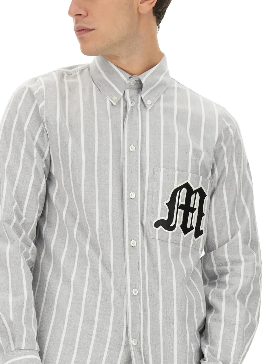 Logo Patch Striped Buttoned Shirt