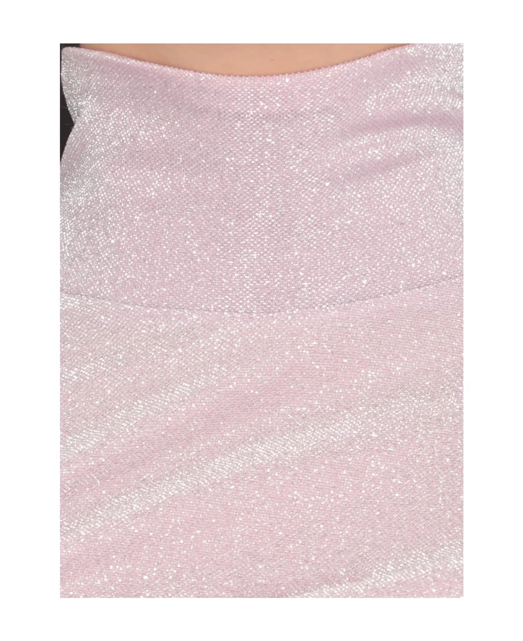 Glittery Gathered High-Neck Metallic T-Shirt