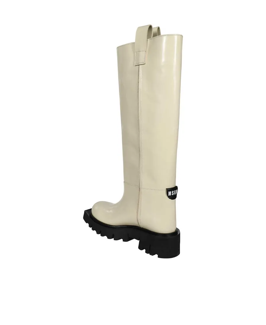 Leather Round-Toe Boots