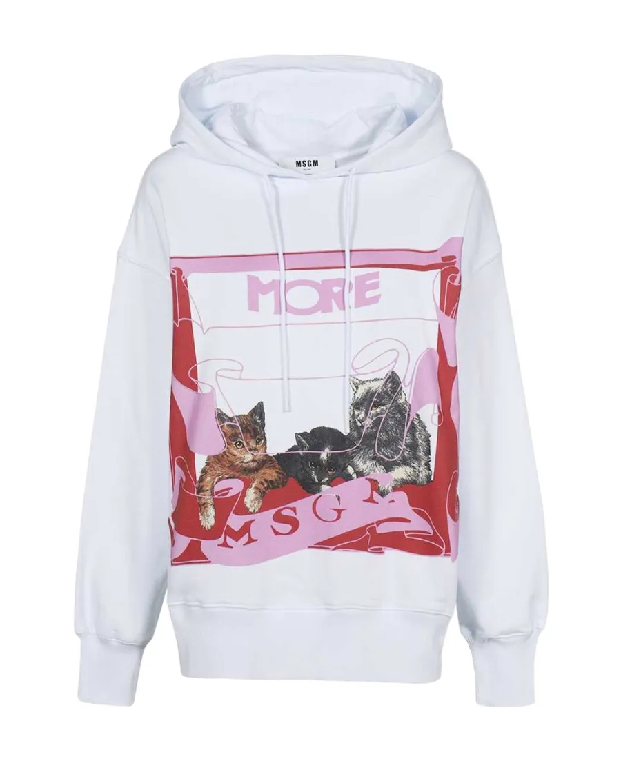 Cat-Print Cotton Hoodie