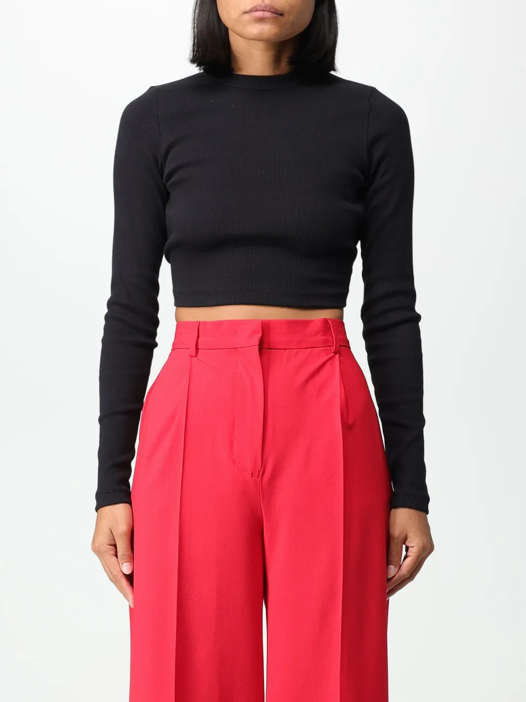Cut-Out Crewneck Cropped T-Shirt