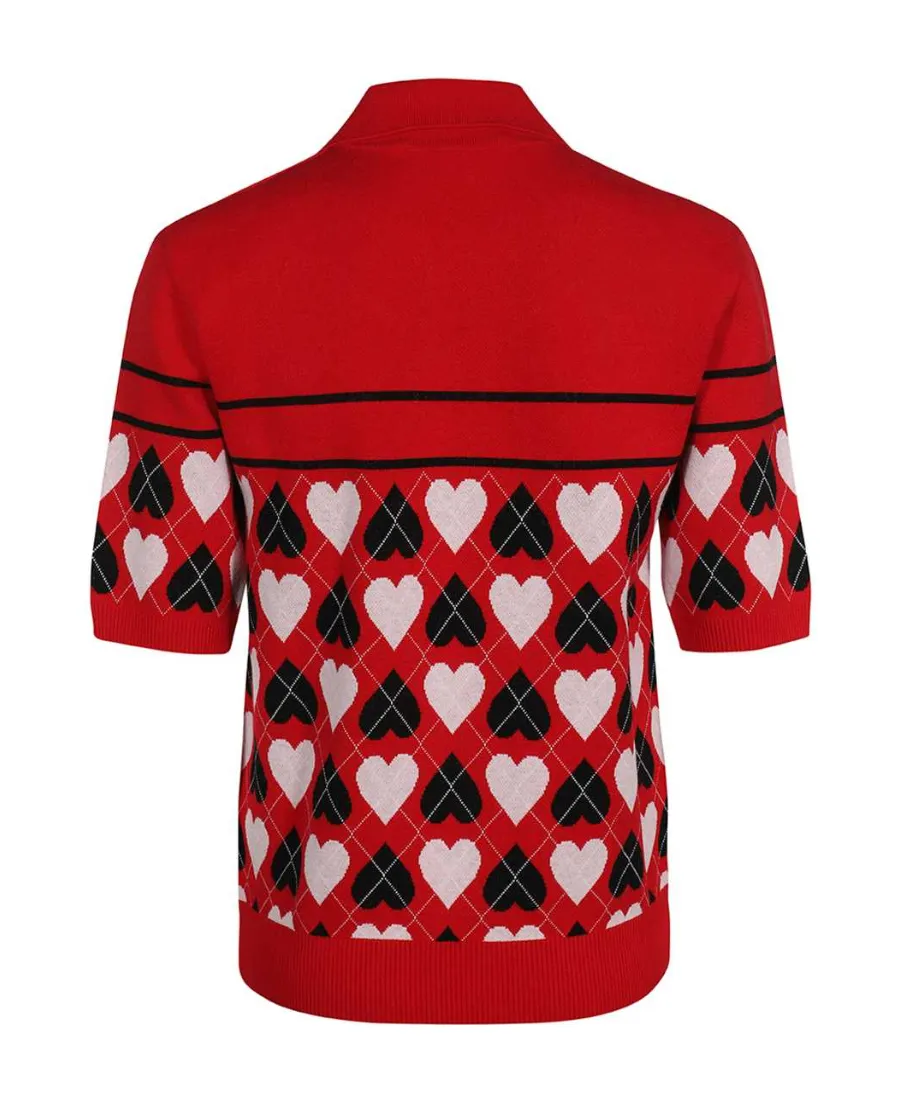 Heart-Pattern Polo Shirt