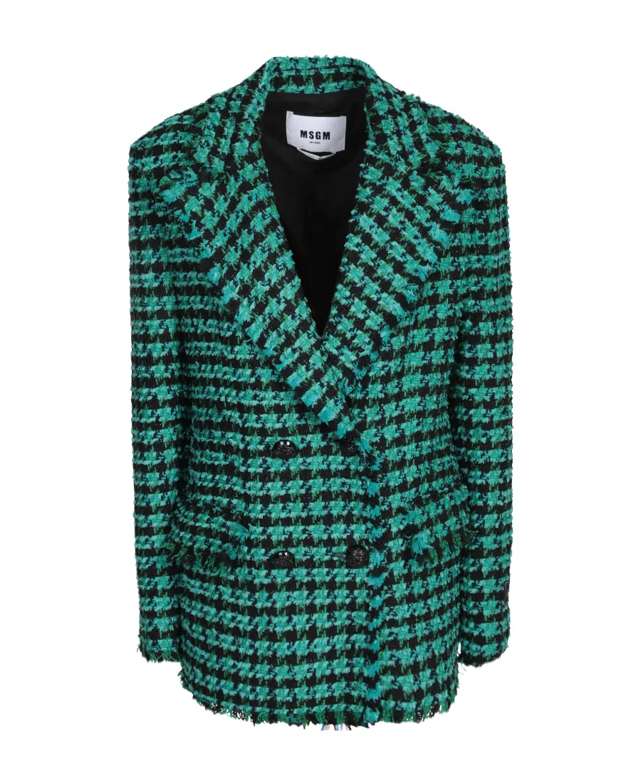 Houndstooth Pattern Tweed Jacket