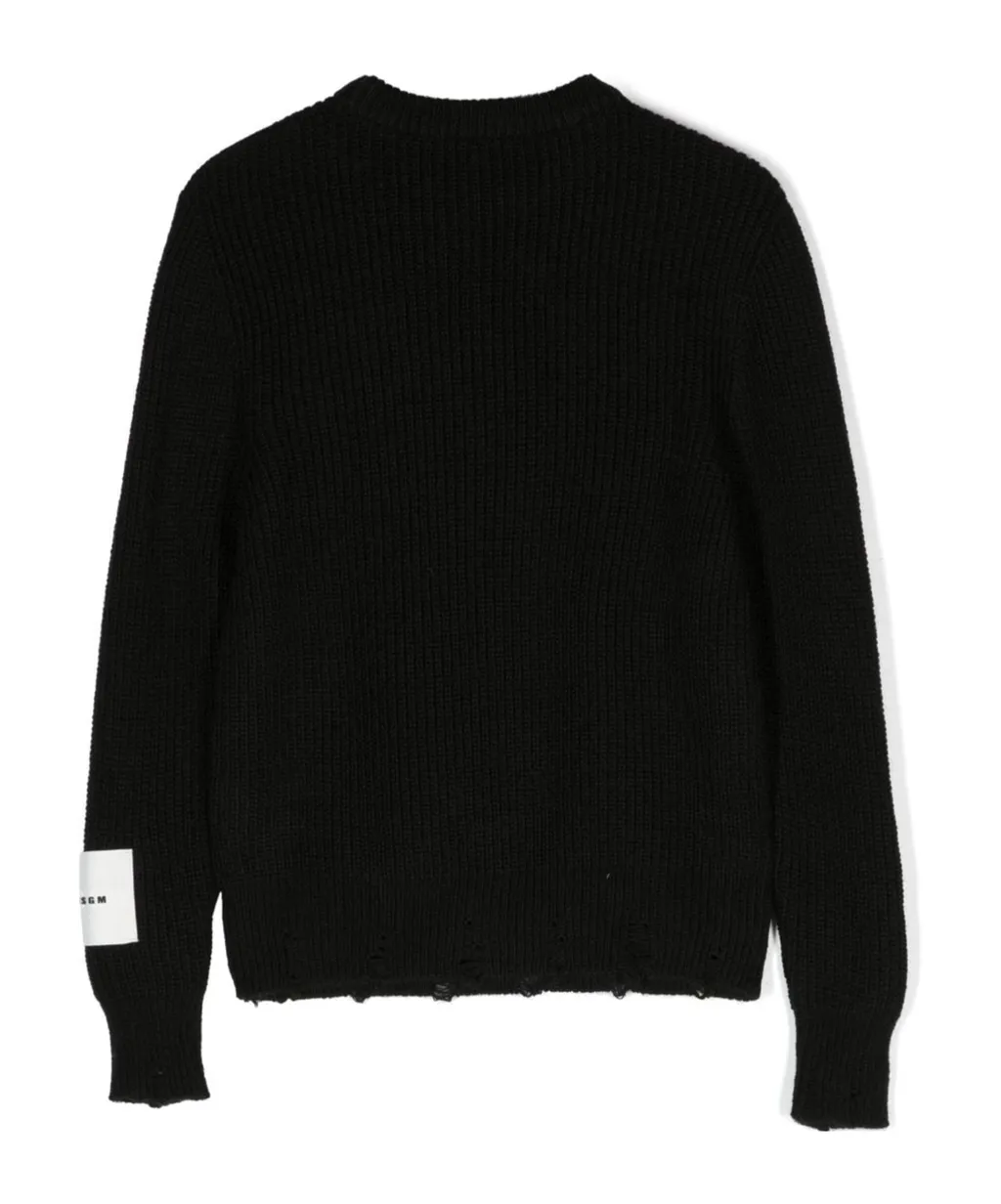 Logo Patch Waffle-Knitted Jumper