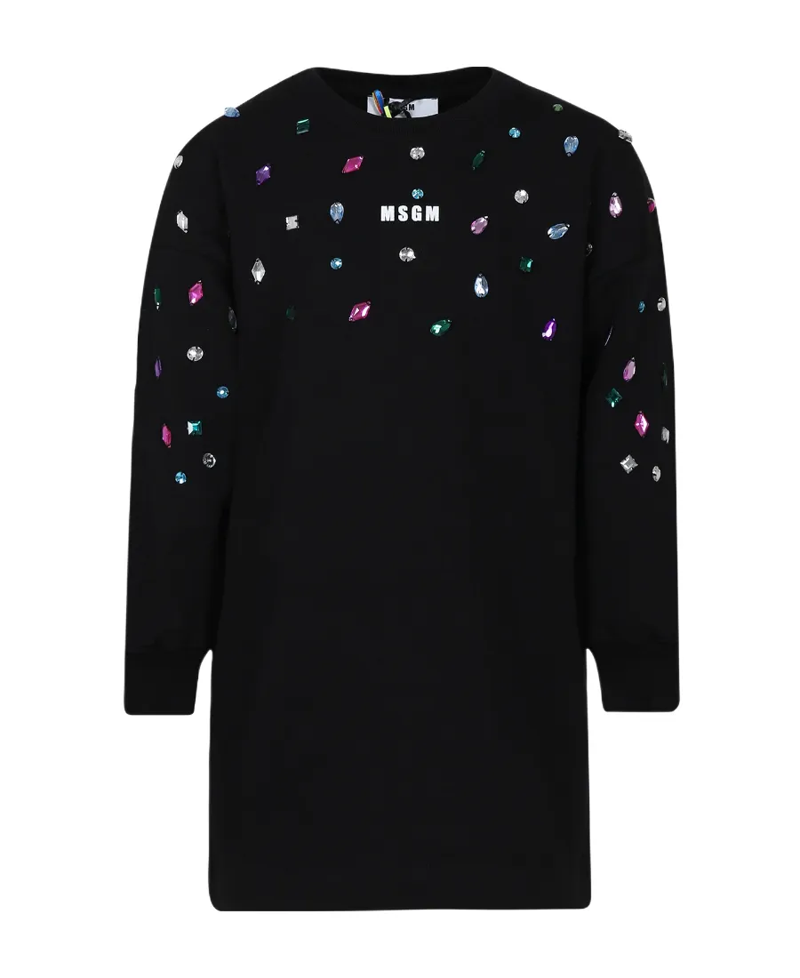 Crystal-Embellished Sweatshirt Dress