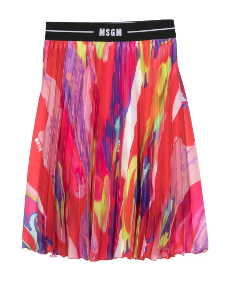 Graphic Printed Pleated Skirt