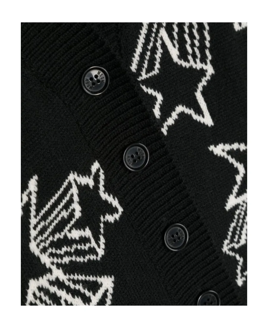 Patterned Intarsia-Knit V-Neck Cardigan