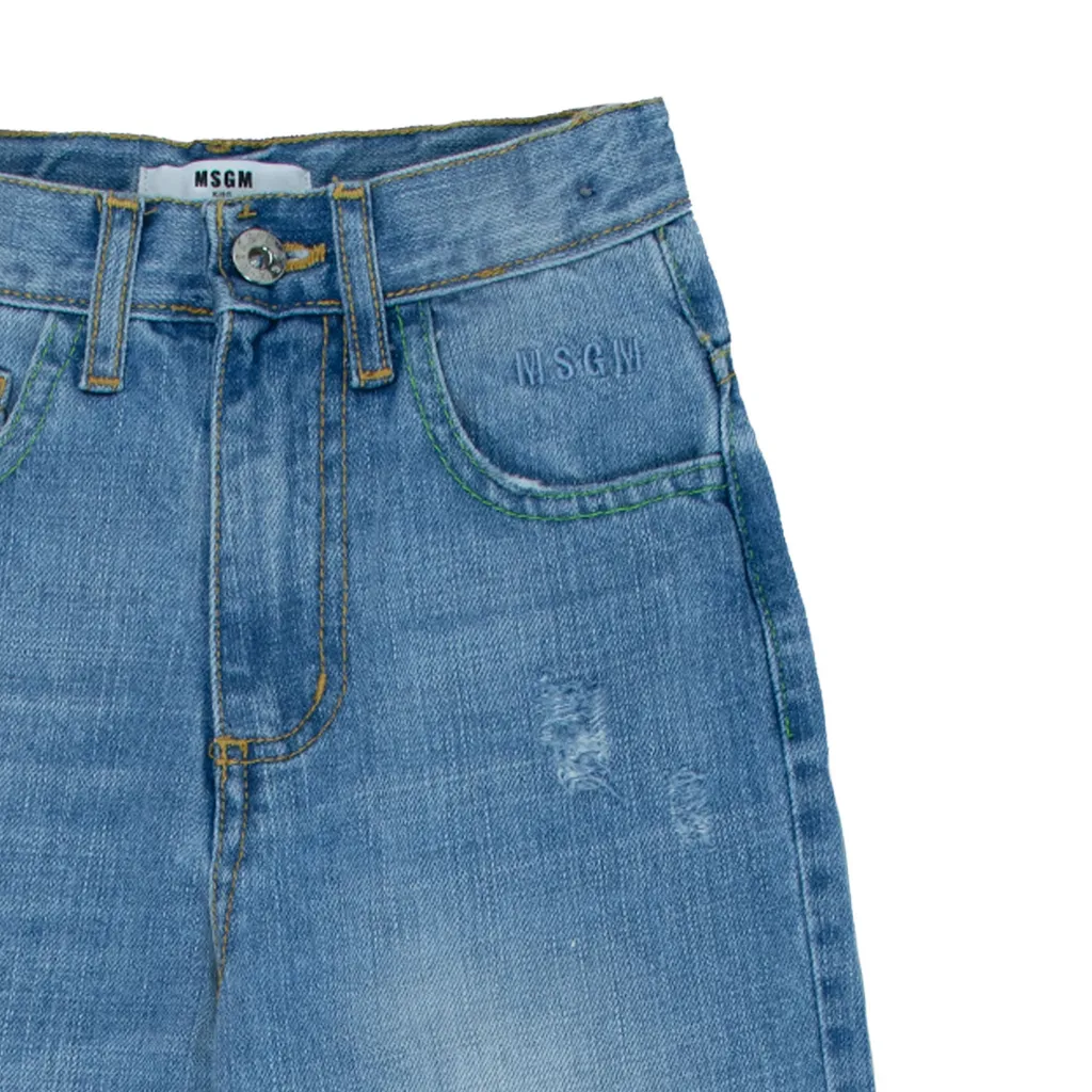 Distressed-Effect Straight-Leg Jeans