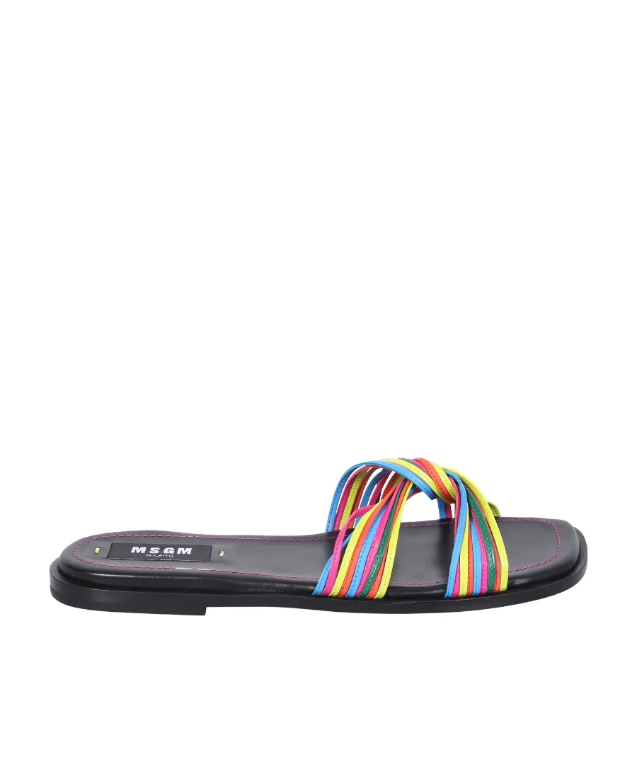 Multi-Straps Leather Slippers