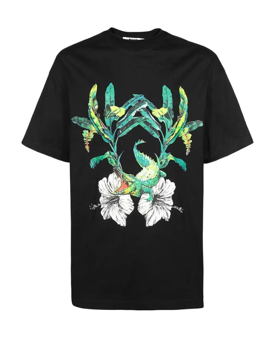 Crocodile-Print Cotton T-Shirt