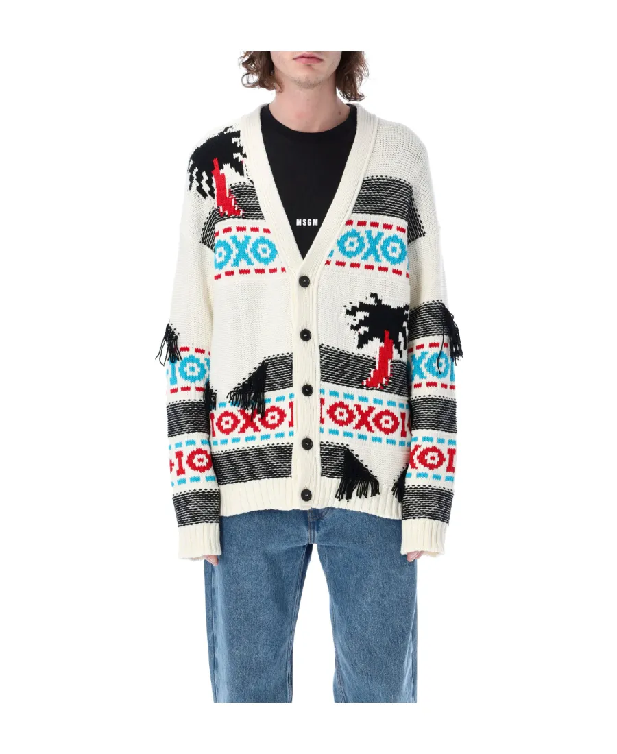 Patterned Intarsia-Knit Cardigan