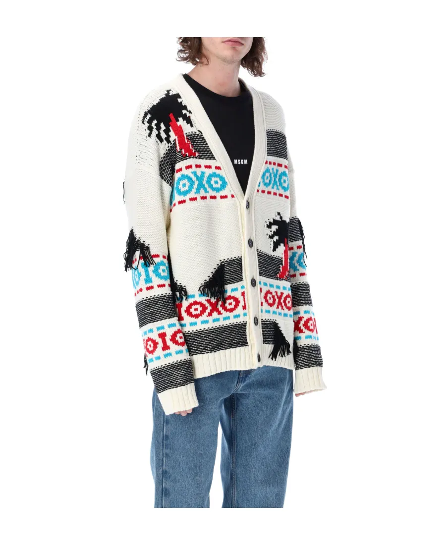 Patterned Intarsia-Knit Cardigan