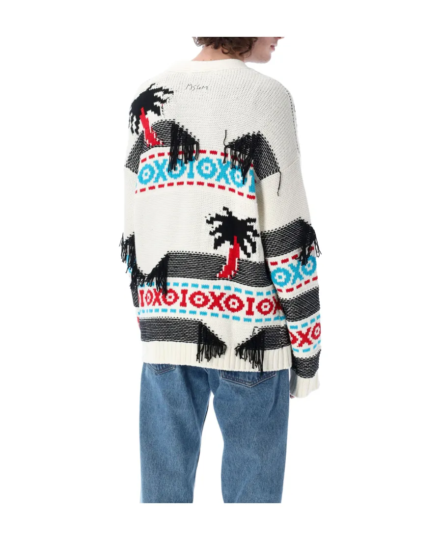Patterned Intarsia-Knit Cardigan