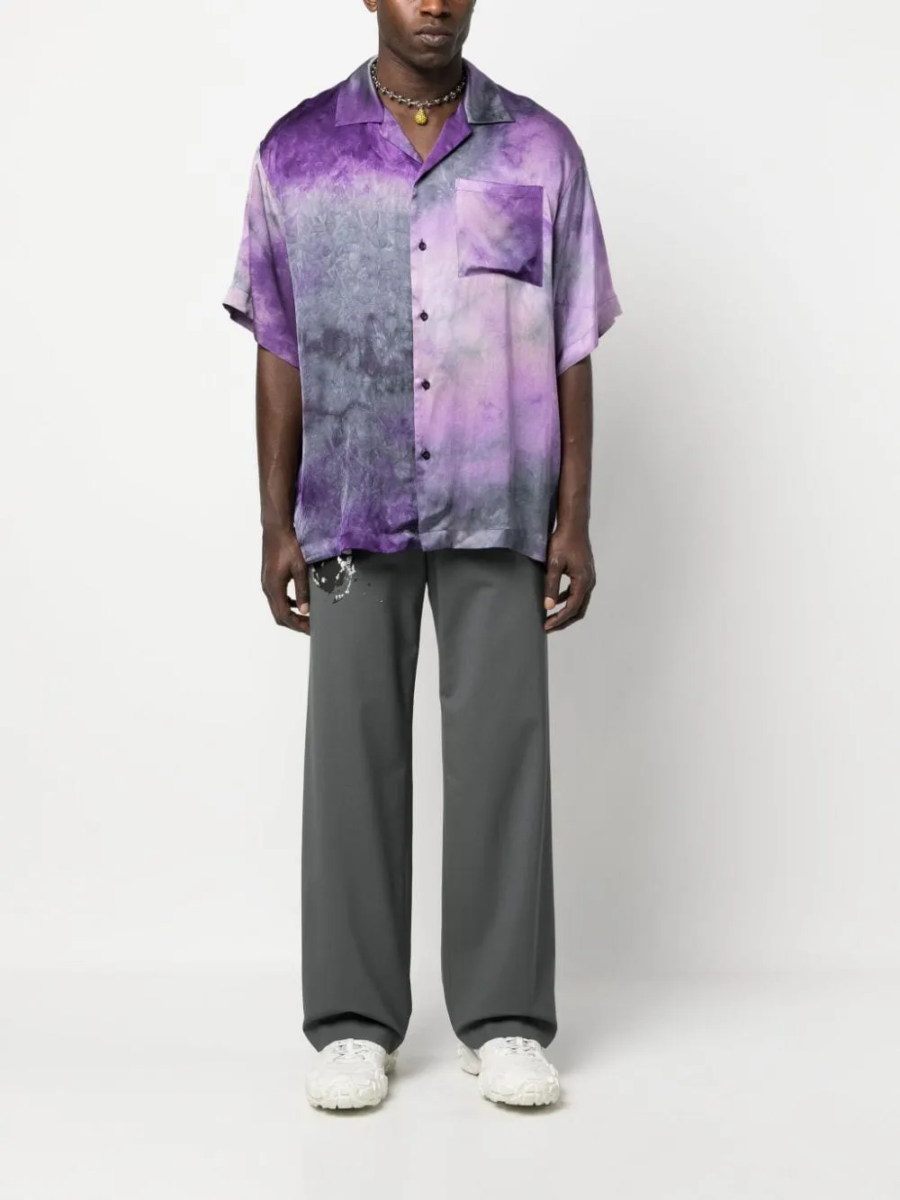 Logo Printed Collared Button-Up Shirt
