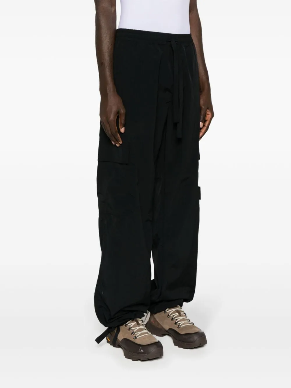 Straight-Leg Drawstring Ankles Ripstop Cargo Trousers