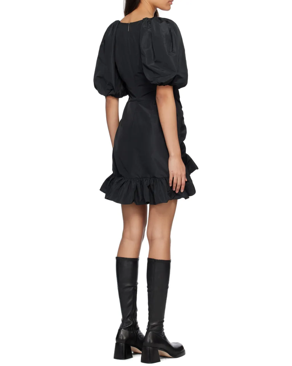 Ruffle Detailed Puff-Sleeved Dress