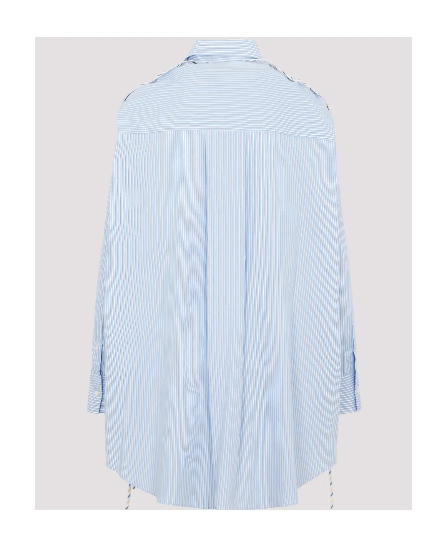 Ruffle-Stripe-Detail Buttoned Mini Dress
