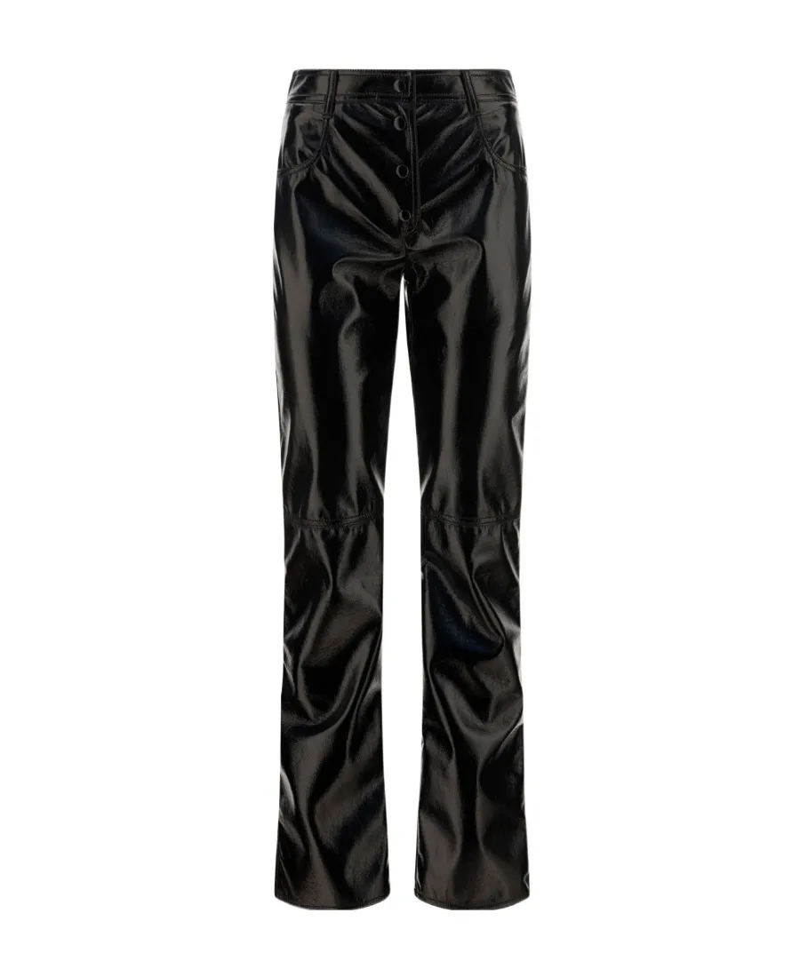 Patent Straight-Leg Trousers