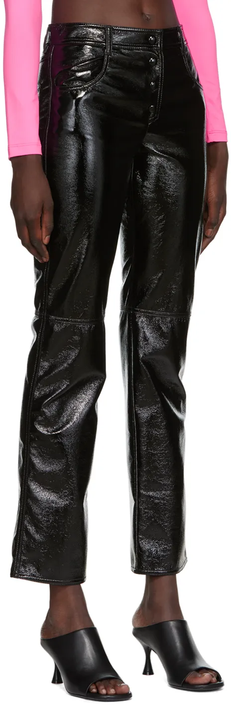 Patent Straight-Leg Trousers