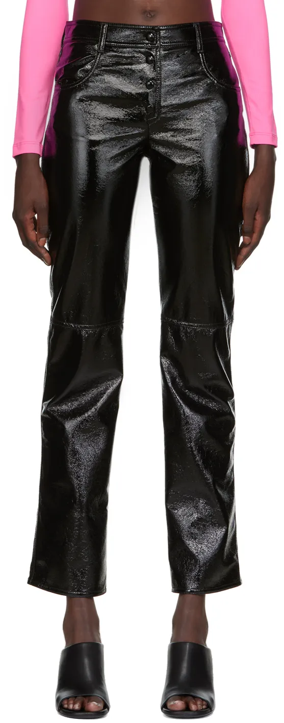 Patent Straight-Leg Trousers