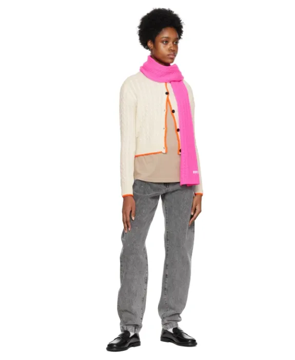 Cable Knit Embroidered-Logo Scarf