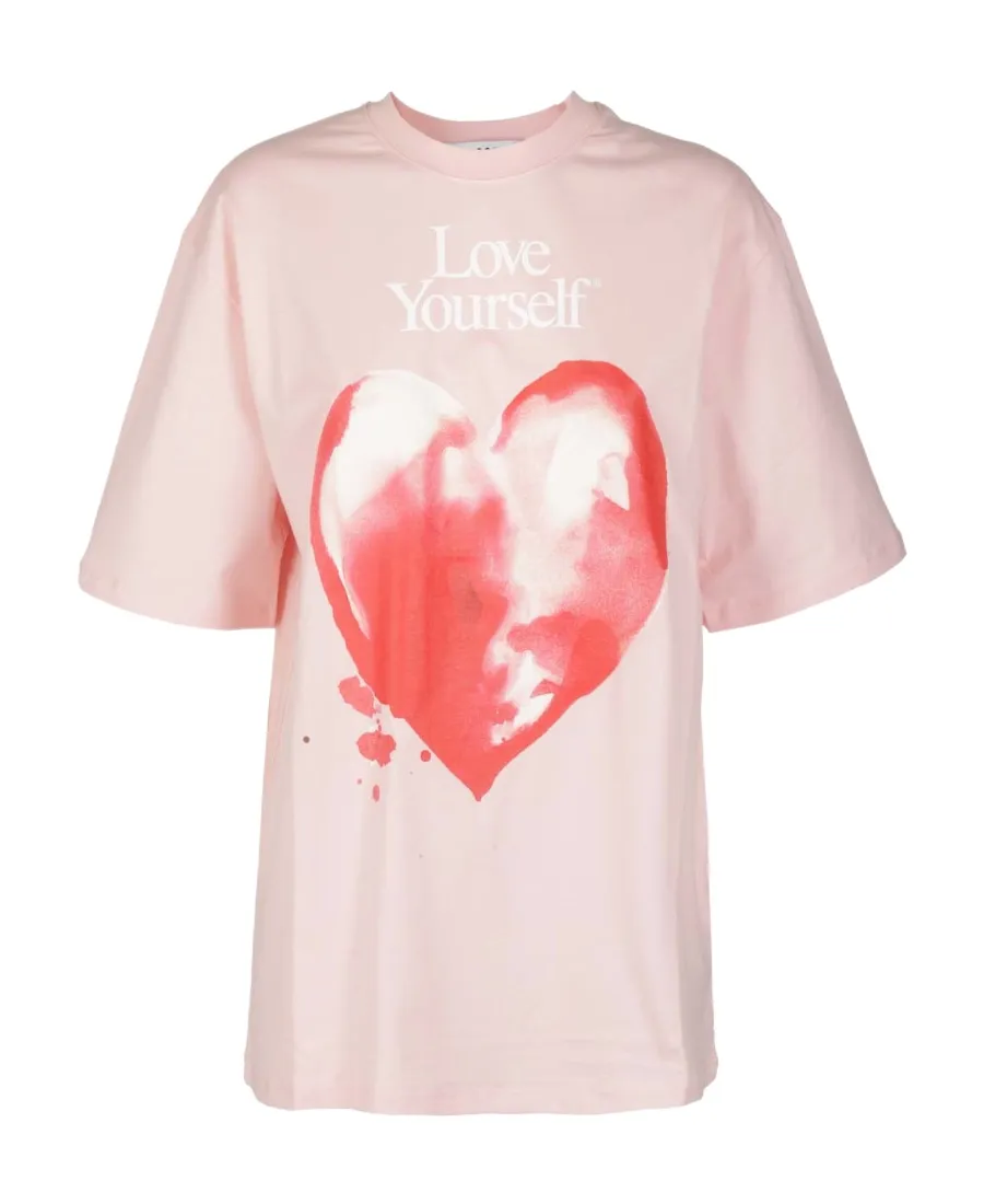 Heart Print Cotton T-Shirt