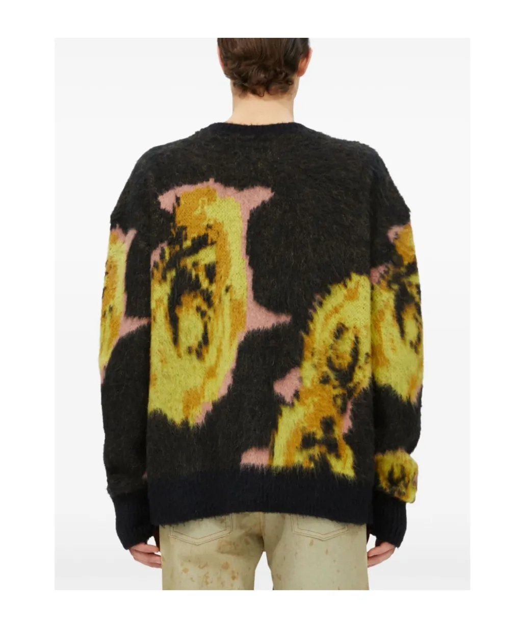Rose Intarsia-Knit Crewneck Jumper