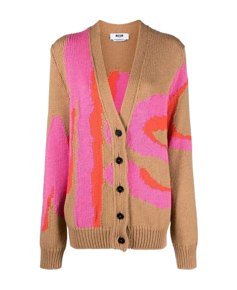 Logo-Print Knit Cardigan
