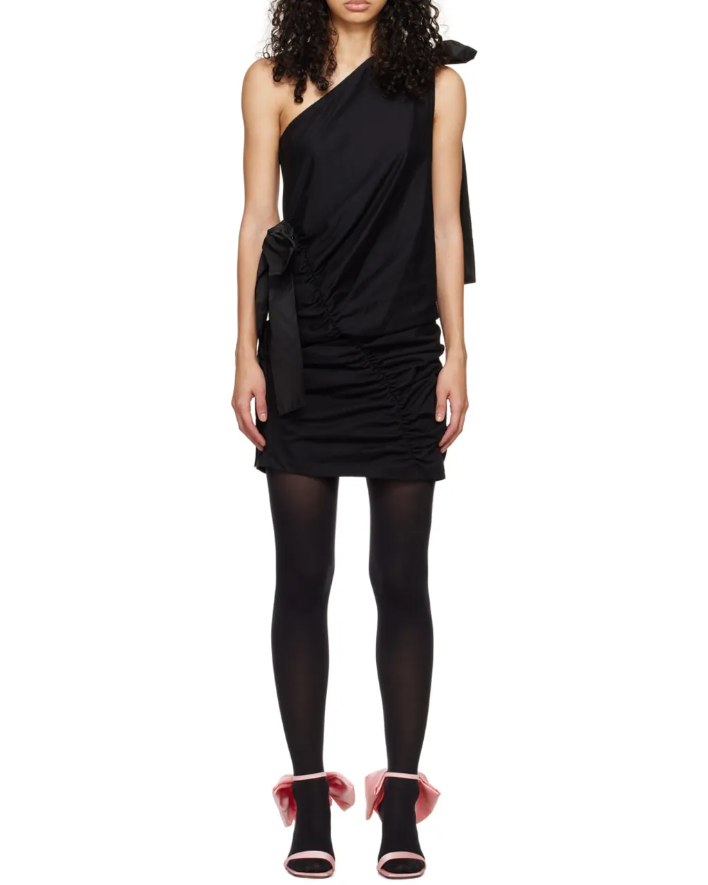One-Shoulder Gathered Detailed Mini Dress