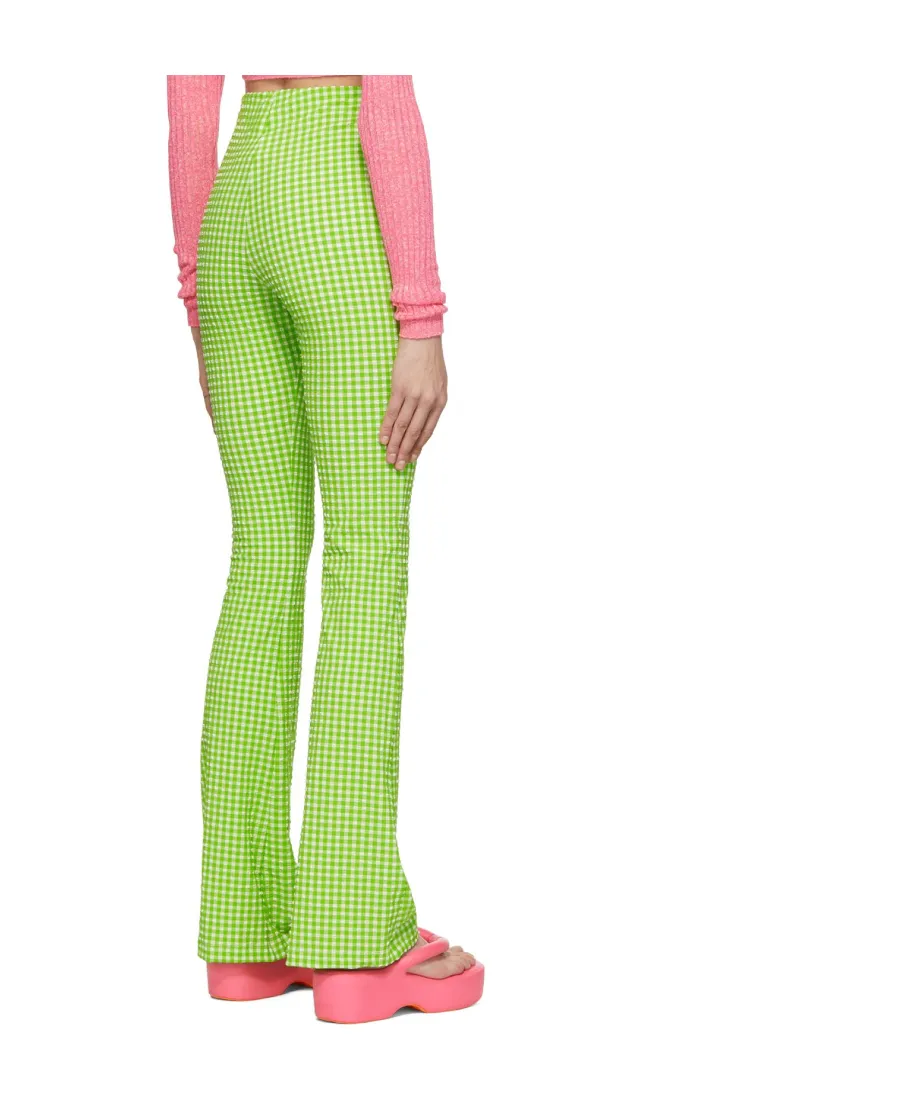 Check-Pattern Flared Trousers