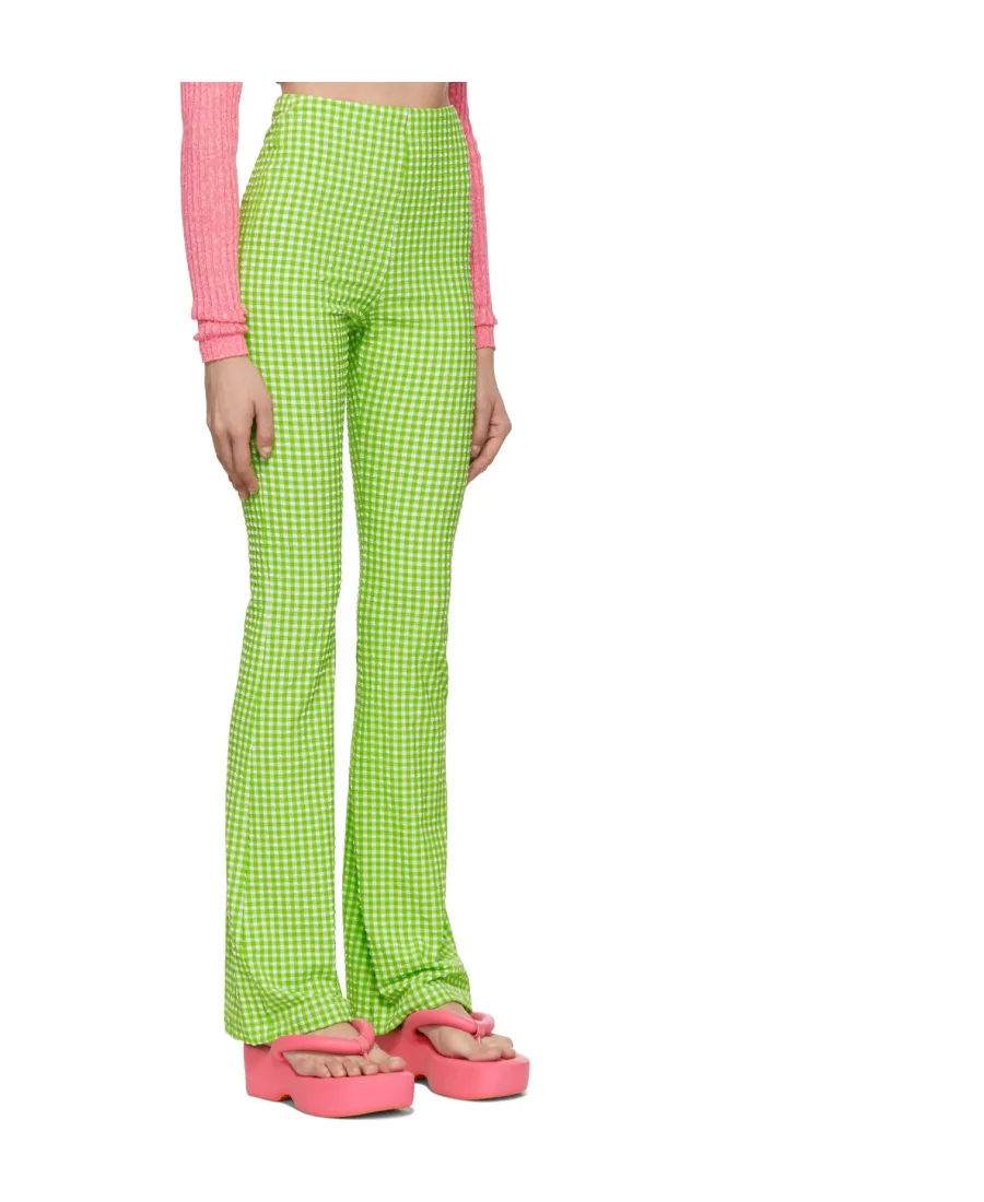 Check-Pattern Flared Trousers